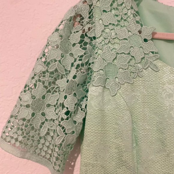ANTONIO MELANI Light Green Lace Midi Dress - Picture 6 of 8